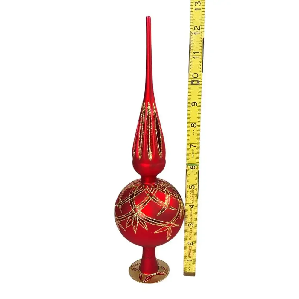 Waterford Holiday Heirlooms Mercury Glass Finial Christmas Tree Topper Red Gold
